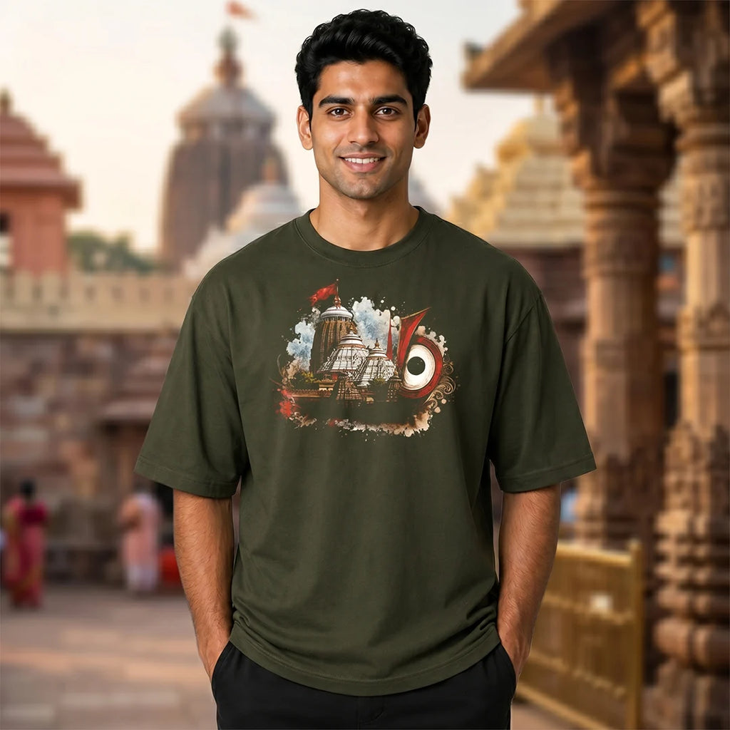 Premium Puri Jagannath Temple Graphic Oversized T-Shirt - 240 GSM Pure Cotton
