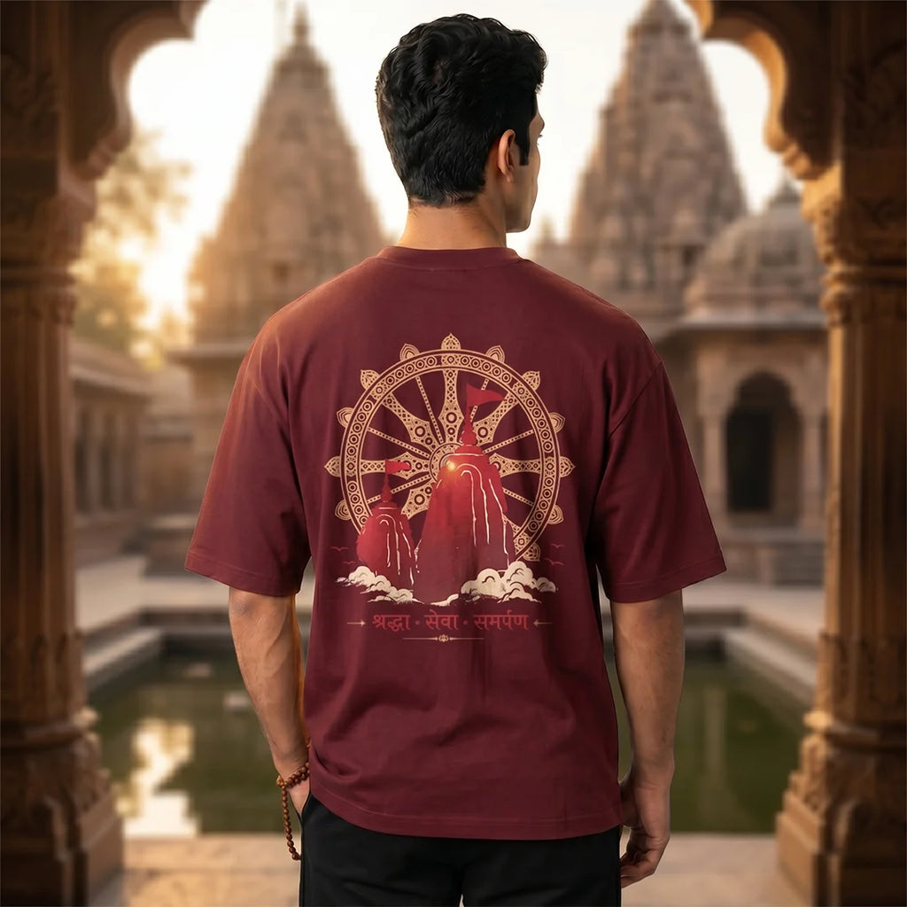 Excello Premium "Shraddha Seva Samarpan" Oversized Graphic T-Shirt