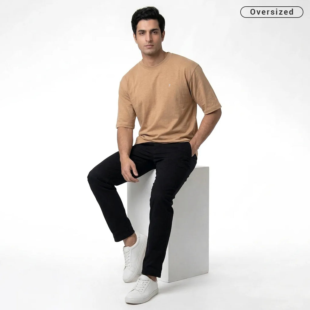 Premium 240 GSM Heavyweight Oversized T-Shirt – 100% Pure Cotton Minimalist Chest Logo Tee
