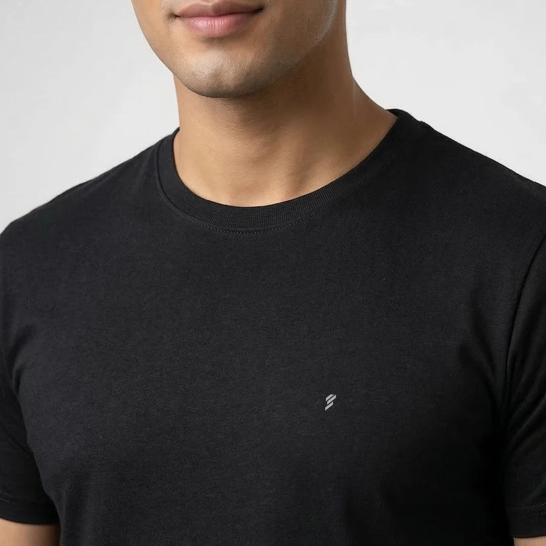 Men's Regular Fit Round Neck T-Shirt – Premium 180 GSM Biowashed Cotton Blend Half Sleeve Tee