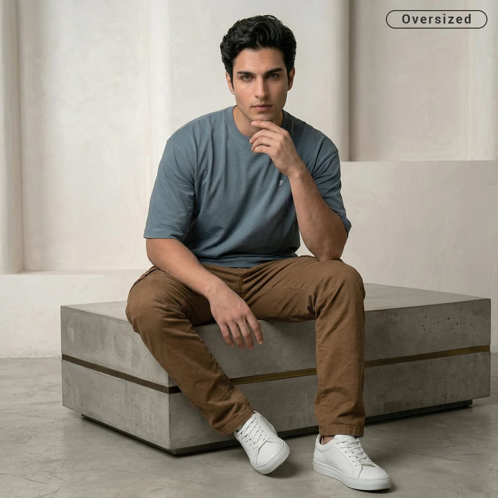Premium 240 GSM Heavyweight Oversized T-Shirt – 100% Pure Cotton Minimalist Chest Logo Tee