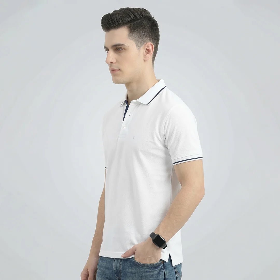 Premium 270 GSM Pure Cotton Biowash Tipping Polo T-Shirt - Heavyweight & Breathable