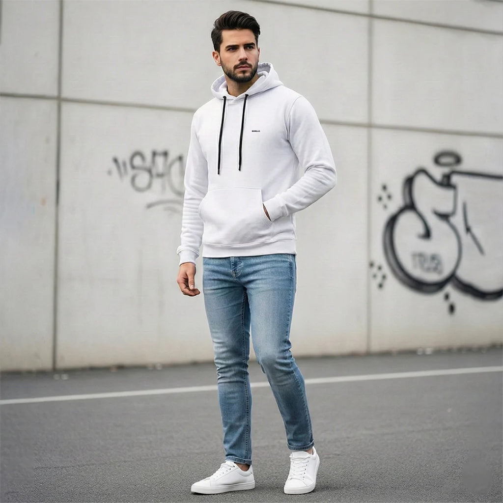Excello Men’s Premium  Hoodie | Heavyweight Cotton | Bio-Washed Winter Pullover Hoodies