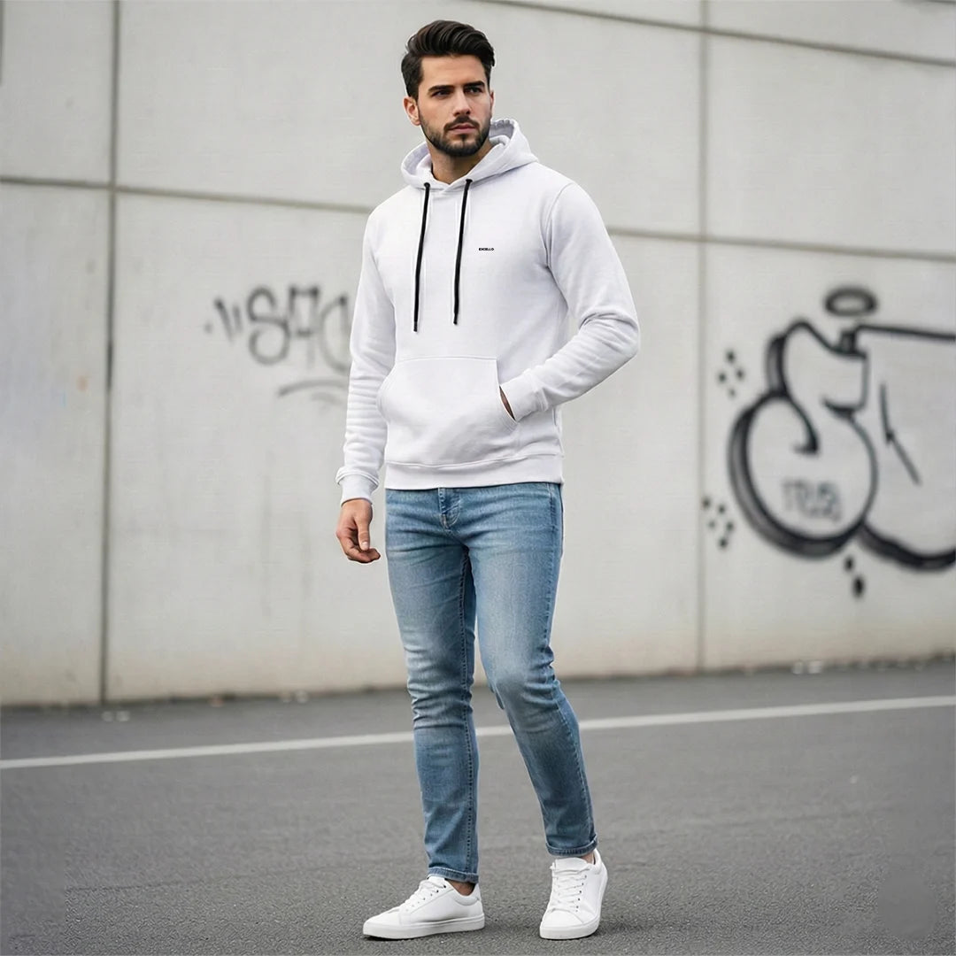 Excello Men’s Premium  Hoodie | Heavyweight Cotton | Bio-Washed Winter Pullover Hoodies