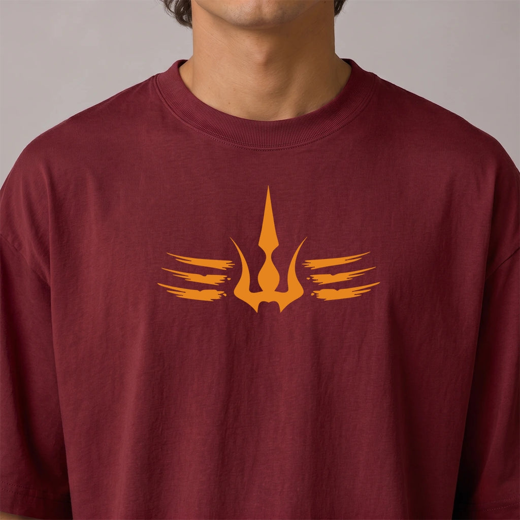 Mahadev Trishul Drop Shoulder T-Shirt | Heavyweight 240 GSM Pure Cotton