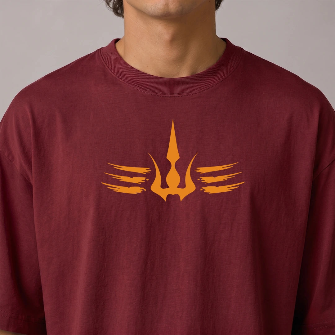 Mahadev Trishul Drop Shoulder T-Shirt | Heavyweight 240 GSM Pure Cotton