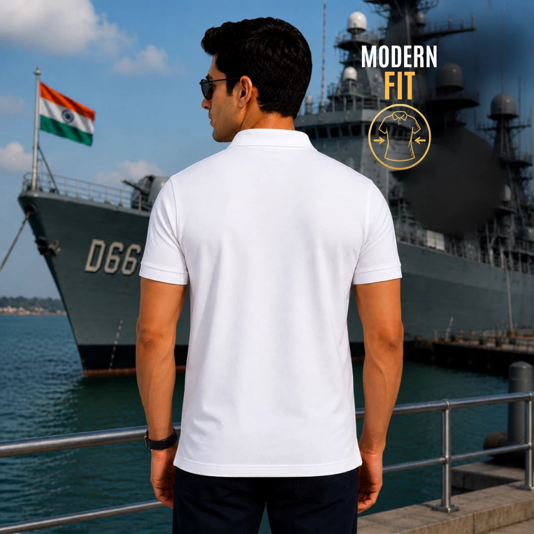Excello Men's Indian Navy Tribute Polo T-Shirt | 210 GSM Nano Poly Regular Fit
