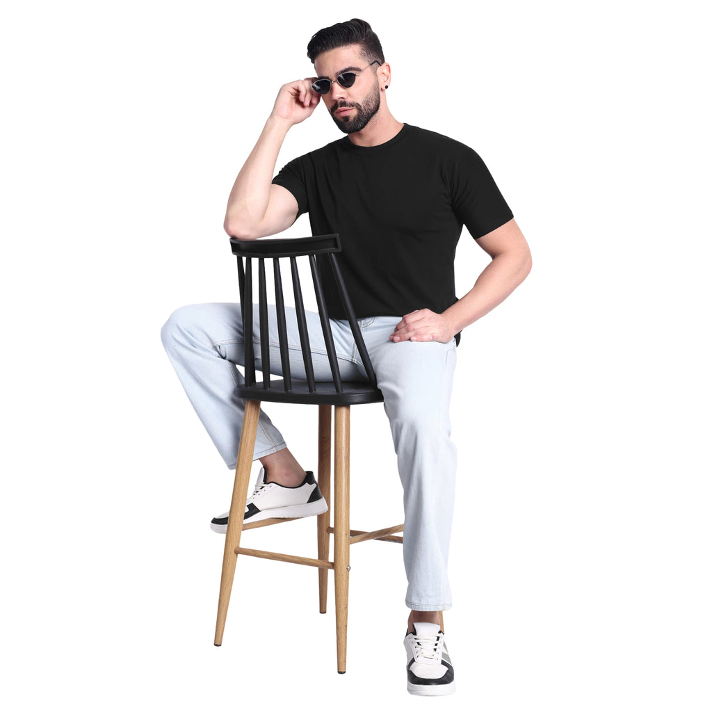 Men's Premium Cotton Solid Round Neck T-Shirt | Regular Fit Half Sleeve Casual T-Shirt for Daily Wear