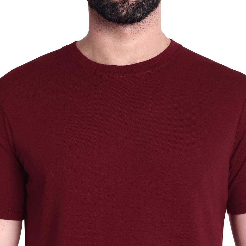 Men’s Premium  Solid Round Neck T-Shirt | Regular Fit Half Sleeve Cotton Essential T-Shirt