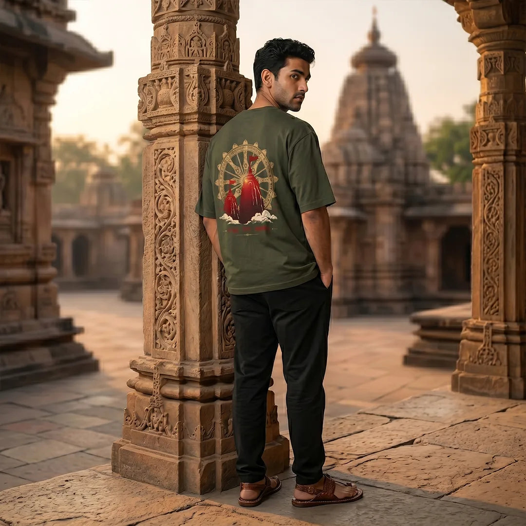 Excello Premium "Shraddha Seva Samarpan" Oversized Graphic T-Shirt
