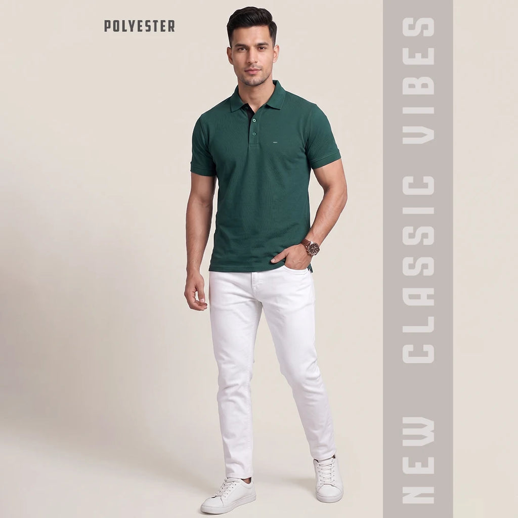 Excello Premium Men's Aeropiq Polo T-Shirt | Wrinkle-Free 100% Nanopoly