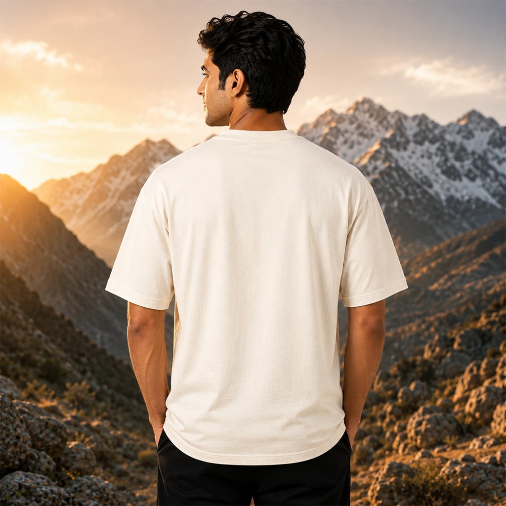 Men's Oversized Graphic T-Shirt - Kargil Indian Air Force Tribute, 240 GSM Pure Cotton, Bio-Washed