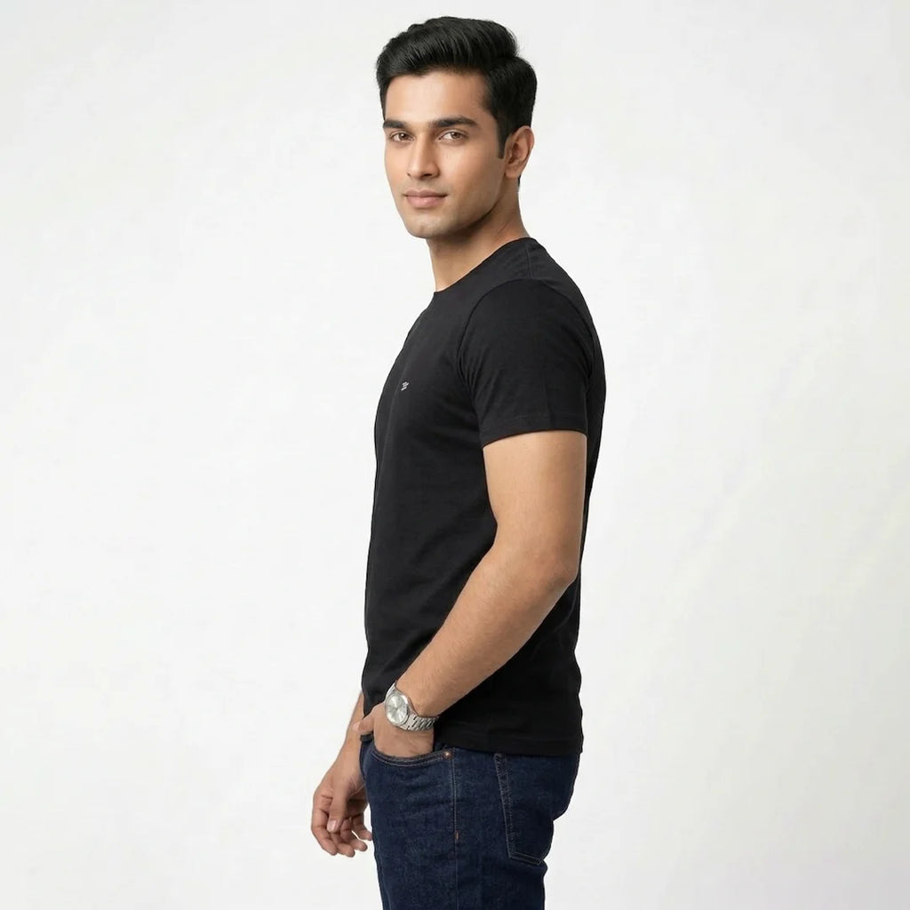 Men's Regular Fit Round Neck T-Shirt – Premium 180 GSM Biowashed Cotton Blend Half Sleeve Tee