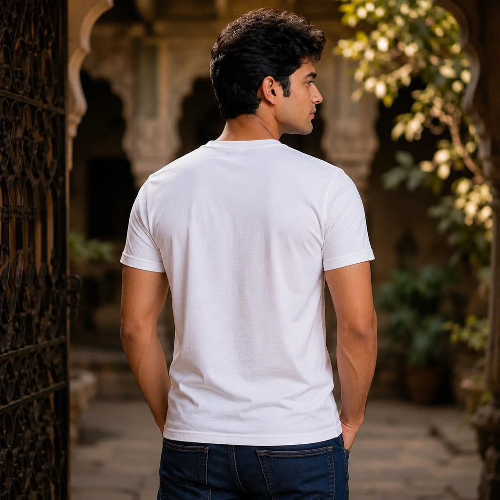 Men's Pure Cotton Regular Fit Mahadev Trishul Damru Graphic T-Shirt | 180 GSM Bio-Washed Spiritual Casual Tee
