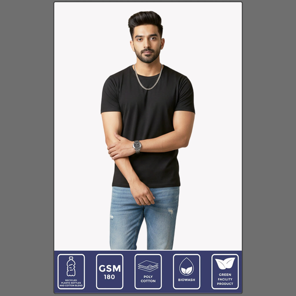 Premium Men’s Eco-Blend T-Shirt | Classic Regular Fit & Sustainable 180 GSM Fabric