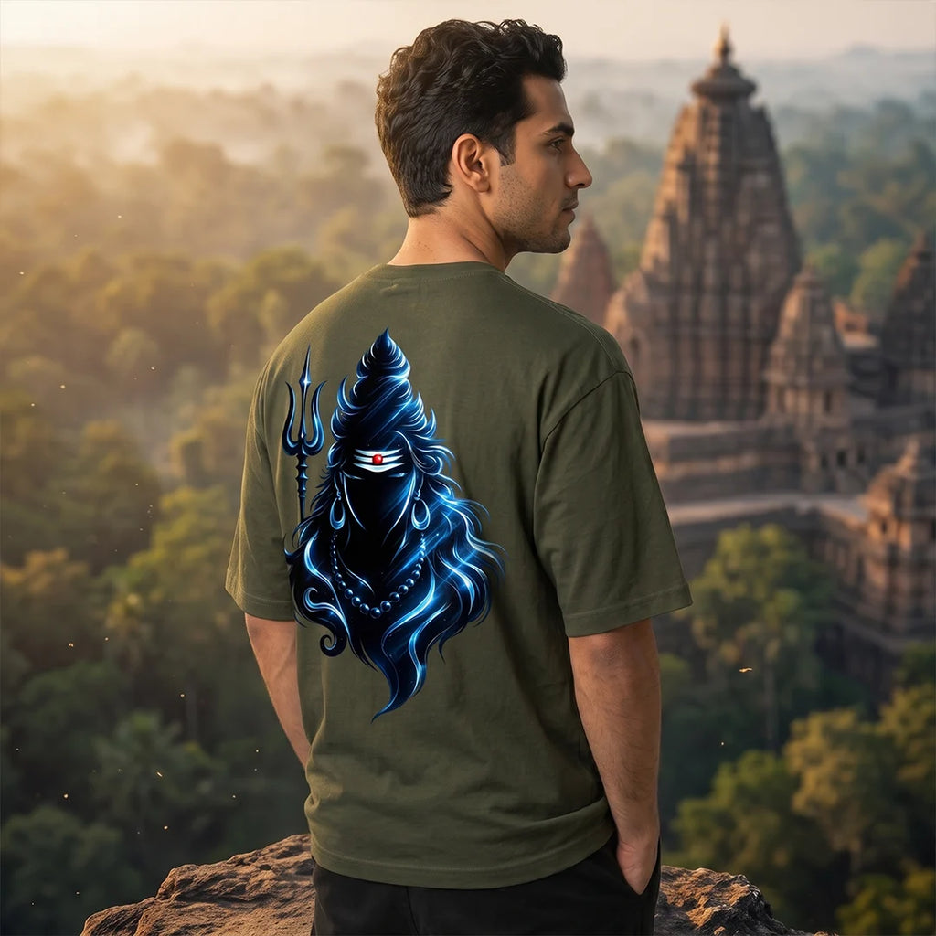 Premium Neelkanth Mahadev Oversized Pure Cotton T-Shirt | 240 GSM Heavyweight Spiritual Streetwear Graphic Tee