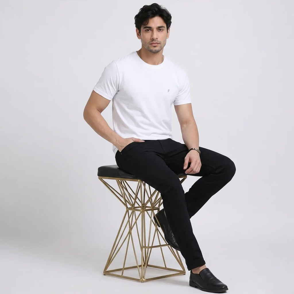Premium Pure Cotton 180 GSM Regular Fit Round Neck T-Shirt – Double Bio-Washed Luxury Comfort