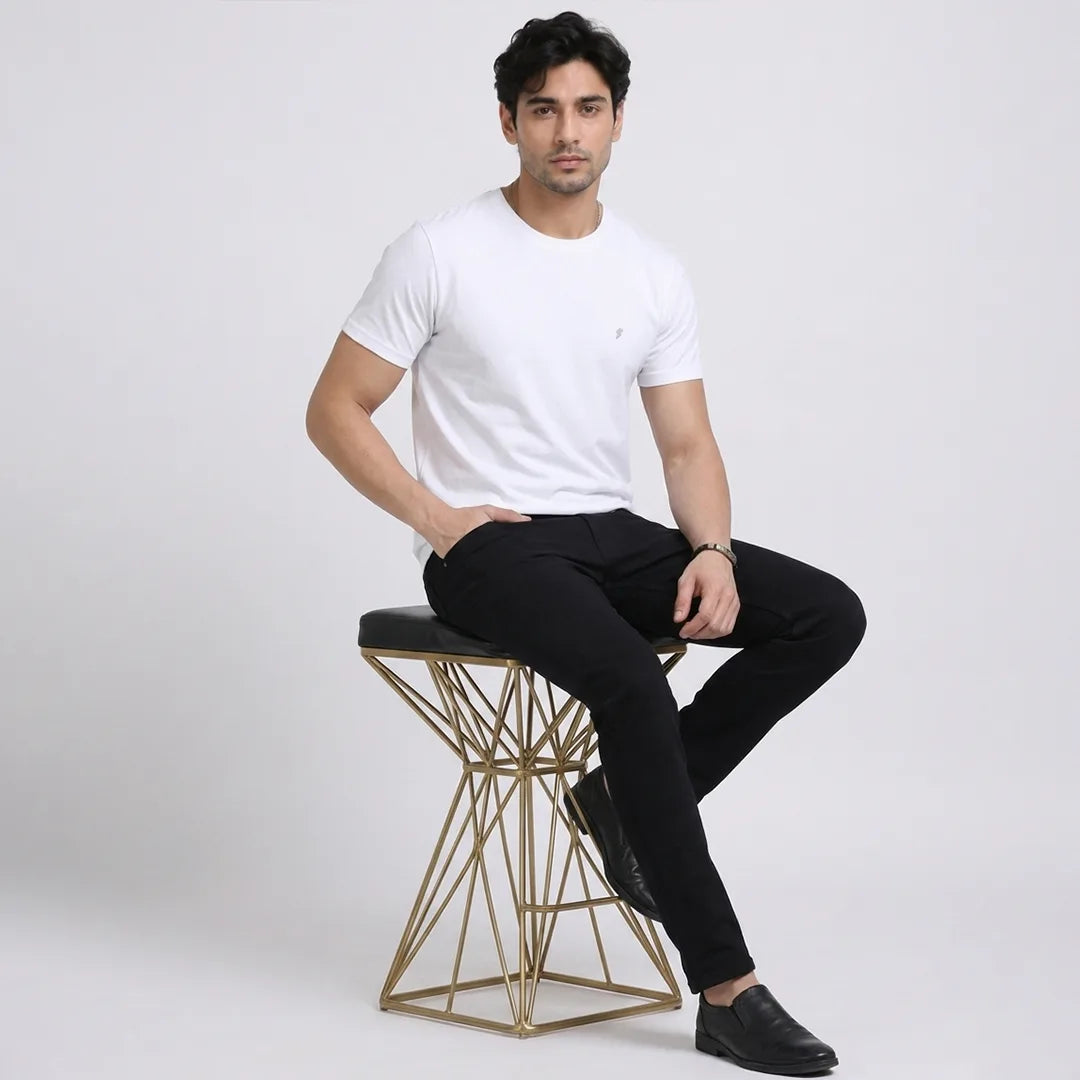 Premium Pure Cotton 180 GSM Regular Fit Round Neck T-Shirt – Double Bio-Washed Luxury Comfort
