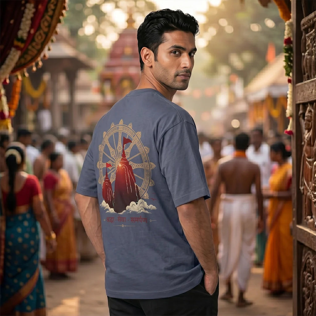 Excello Premium "Shraddha Seva Samarpan" Oversized Graphic T-Shirt