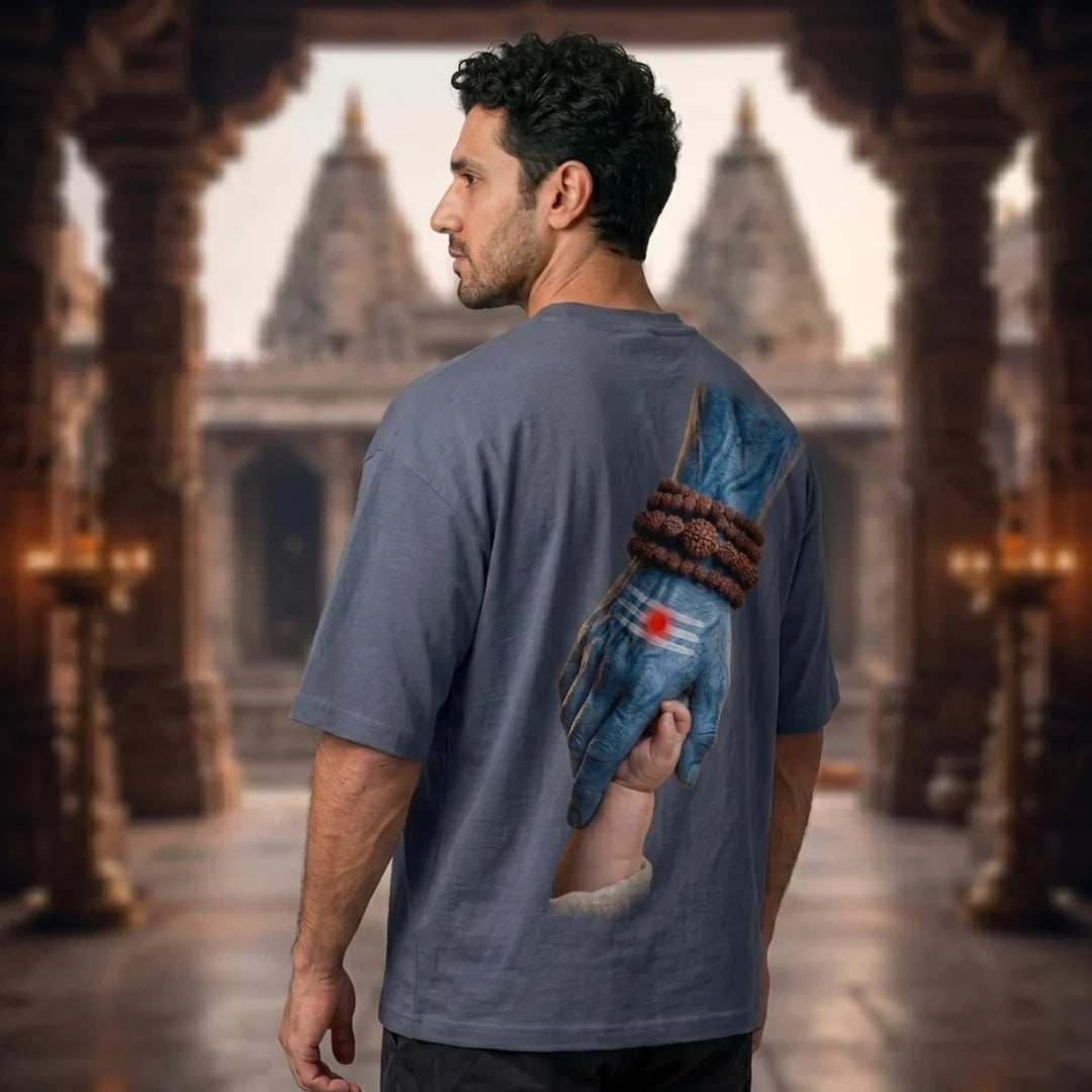 Mahadev Art Printed Heavyweight Oversized Tee | 240 GSM Breathable Drop Shoulder T-Shirt