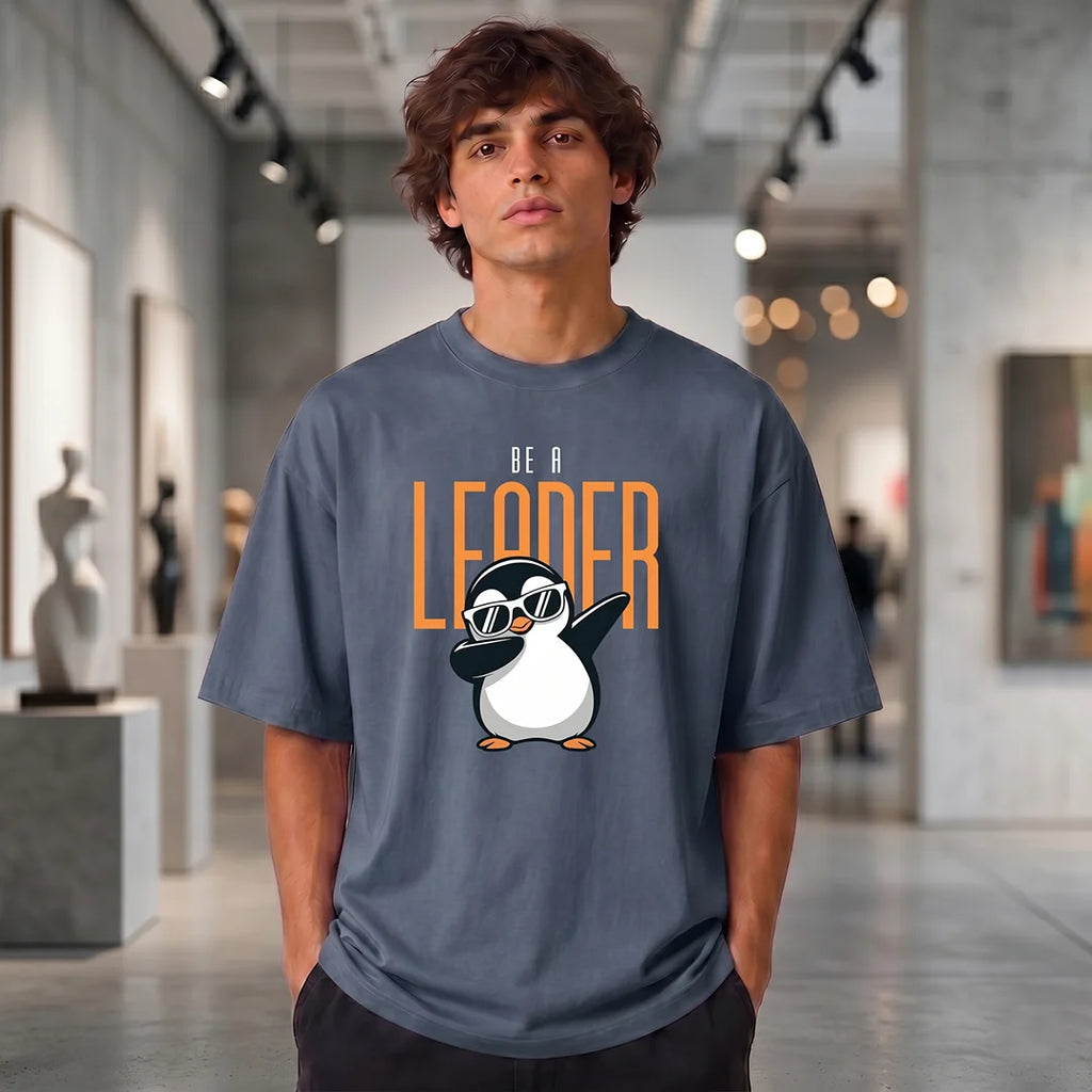 Excello Premium Oversized Graphic T-Shirt | 240 GSM Pure Cotton | Be A Leader