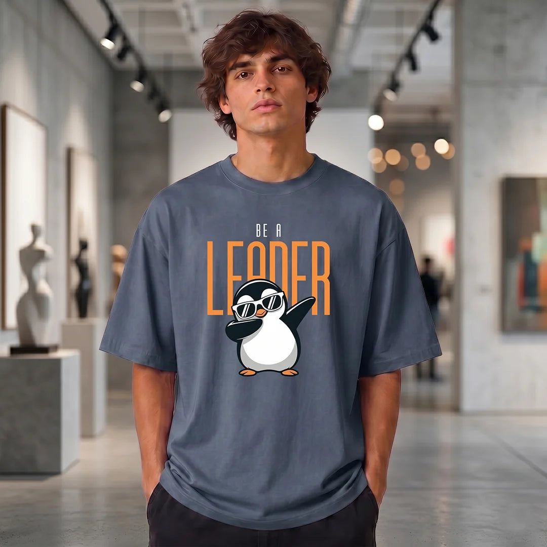 Excello Premium Oversized Graphic T-Shirt | 240 GSM Pure Cotton | Be A Leader