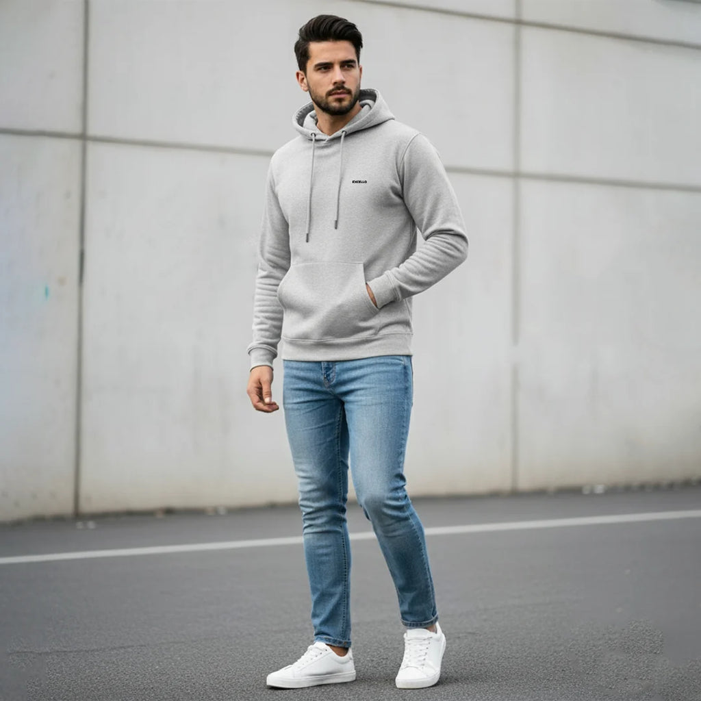 Excello Men’s Premium  Hoodie | Heavyweight Cotton | Bio-Washed Winter Pullover Hoodies