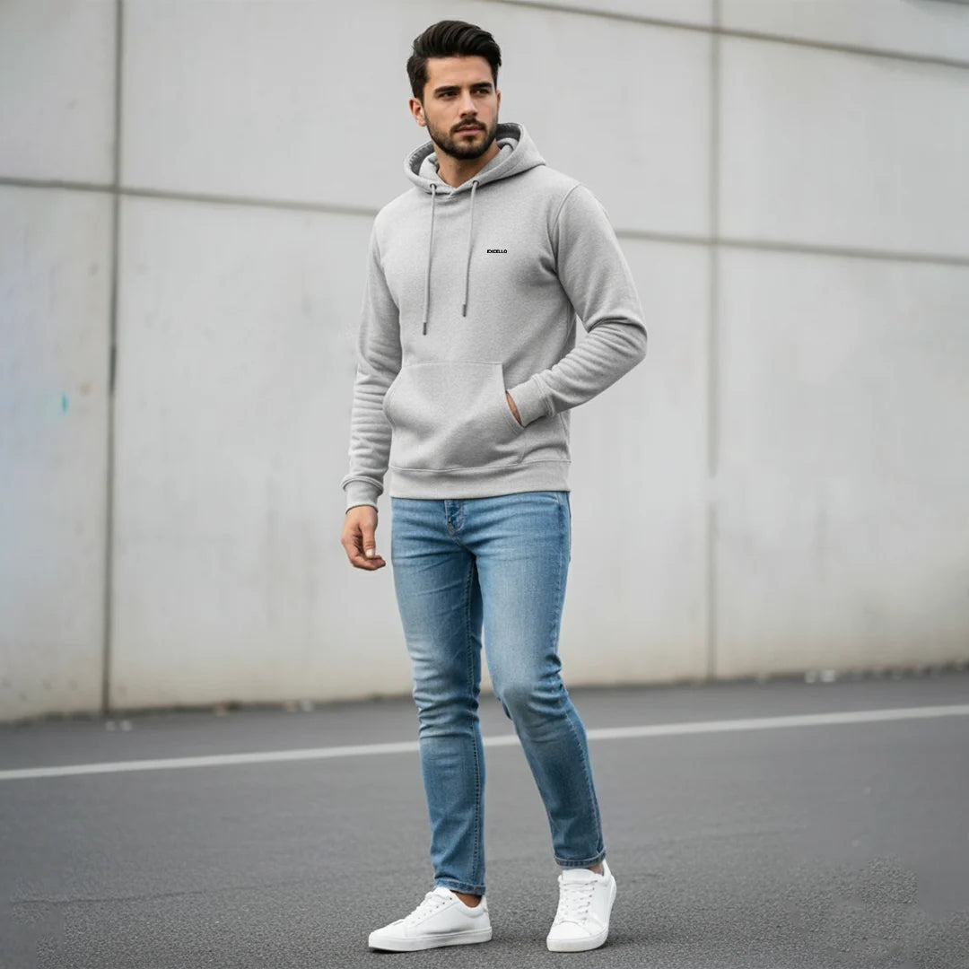 Excello Men’s Premium  Hoodie | Heavyweight Cotton | Bio-Washed Winter Pullover Hoodies
