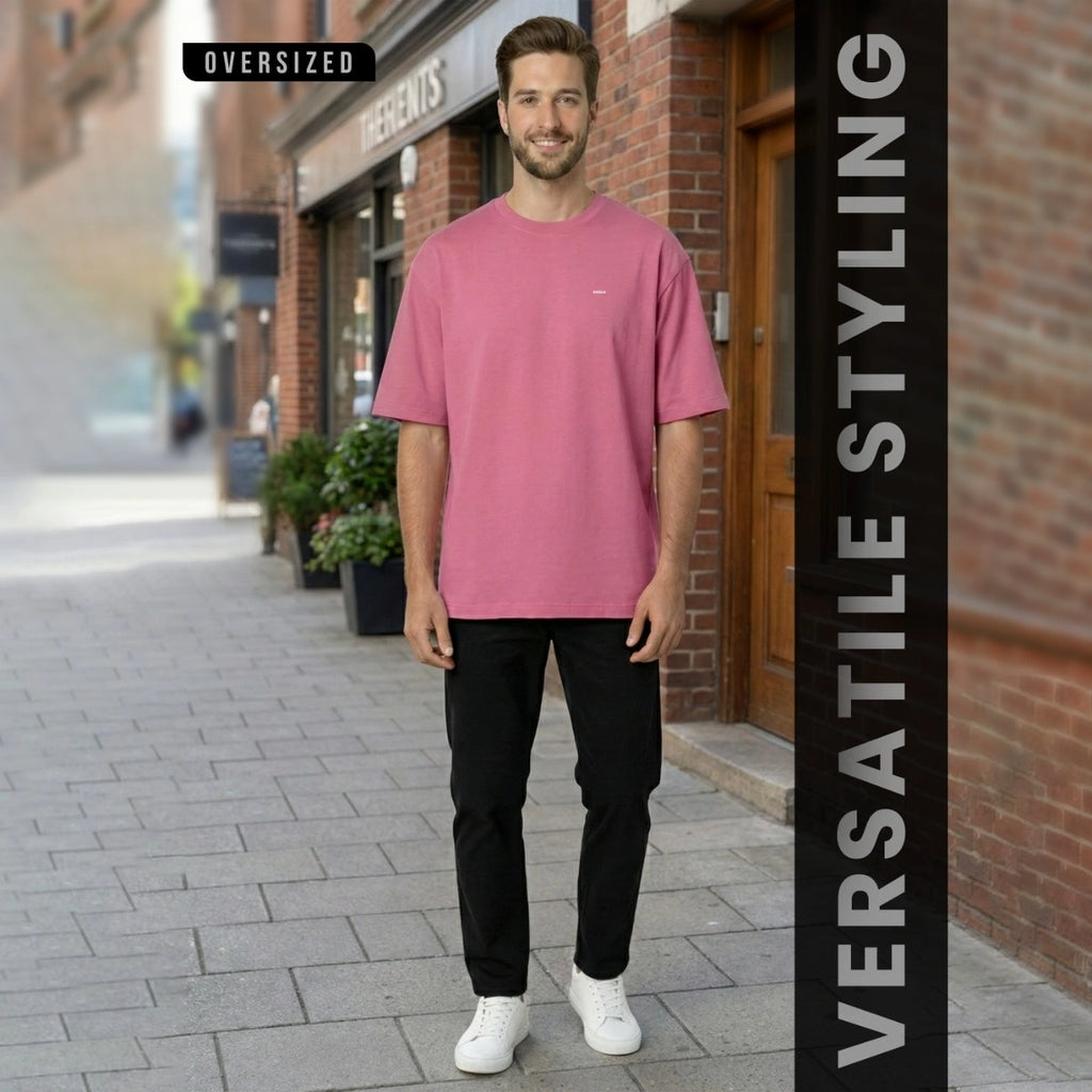 Premium 100% Organic Cotton Men's Oversized T-Shirt – Heavyweight 240 GSM Bio-Washed Relaxed Fit Tee