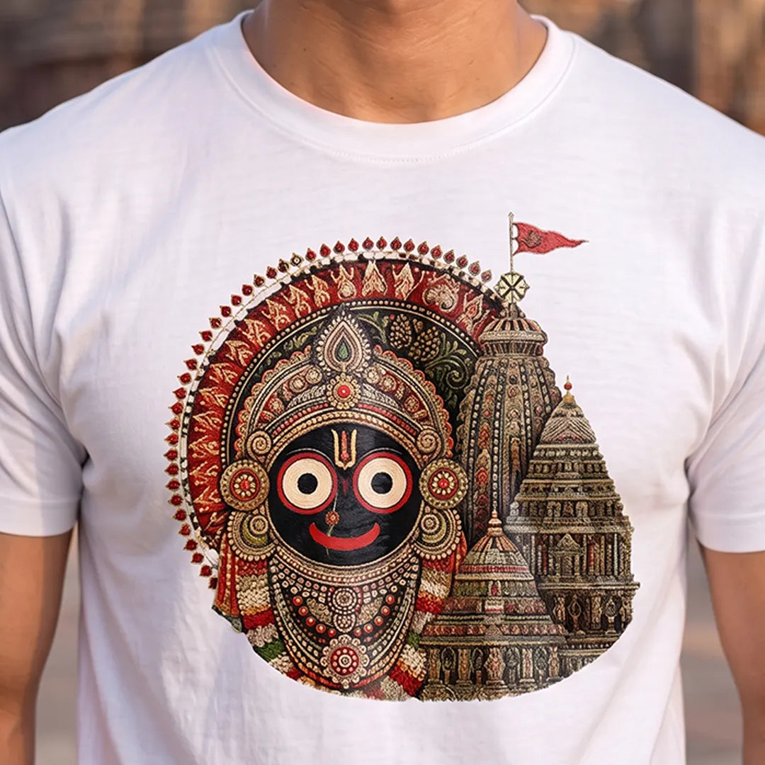 Men's Jagannath Puri Printed Round Neck Regular Fit T-Shirt (180 GSM)