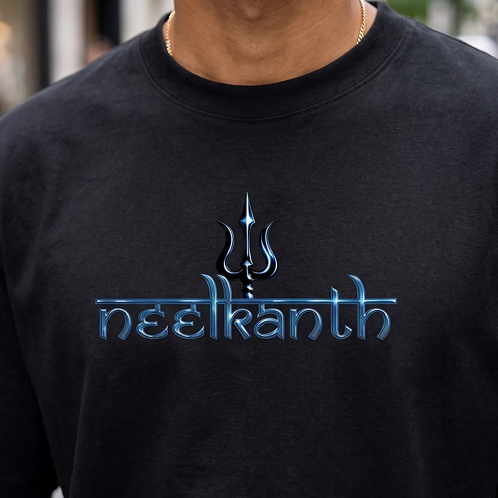 Premium Neelkanth Mahadev Oversized Pure Cotton T-Shirt | 240 GSM Heavyweight Spiritual Streetwear Graphic Tee