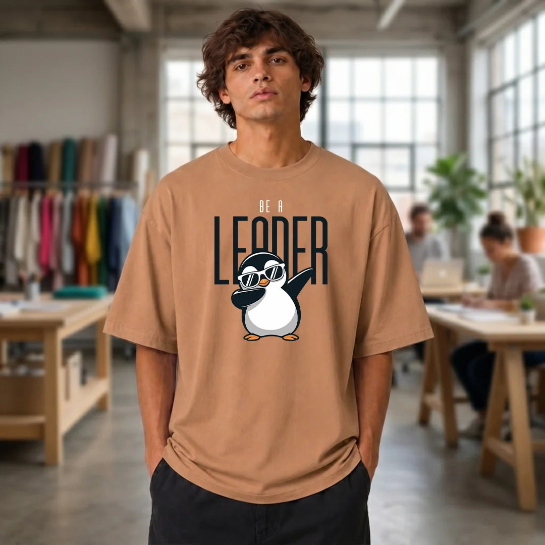 Excello Premium Oversized Graphic T-Shirt | 240 GSM Pure Cotton | Be A Leader