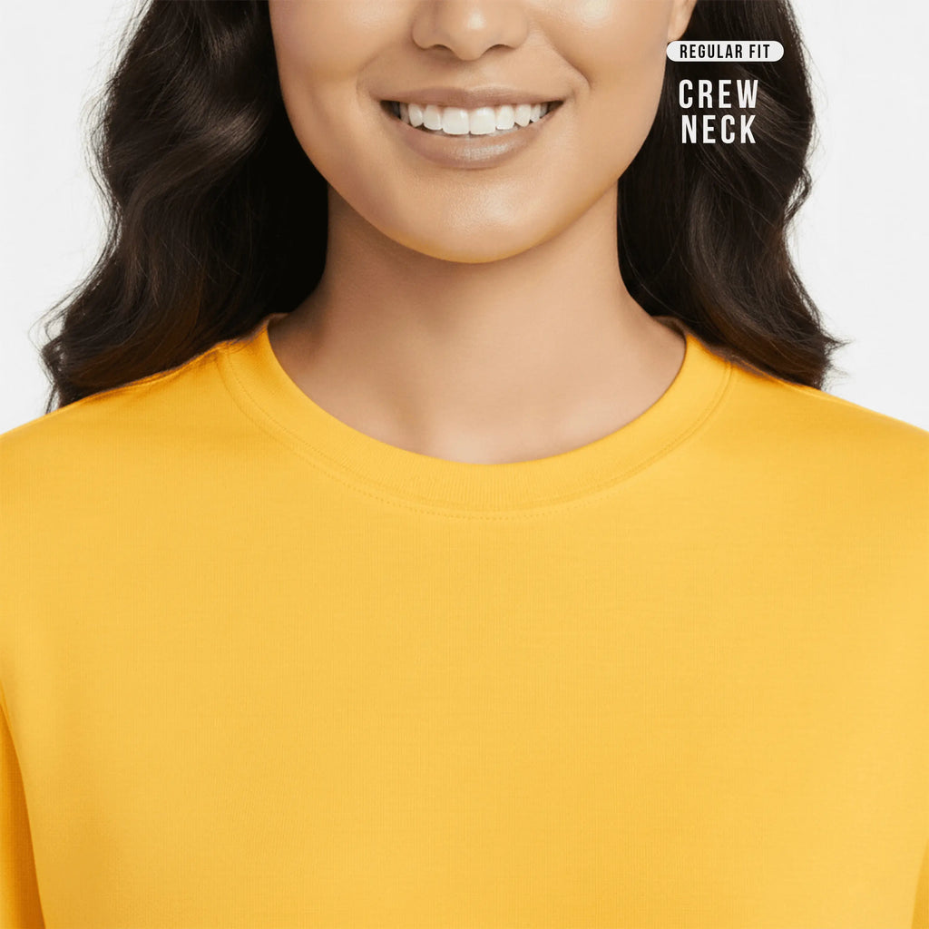 Premium 100% Organic Cotton Women’s Regular Fit Crew Neck T-Shirt – 180 GSM Bio-Washed Comfort Tee