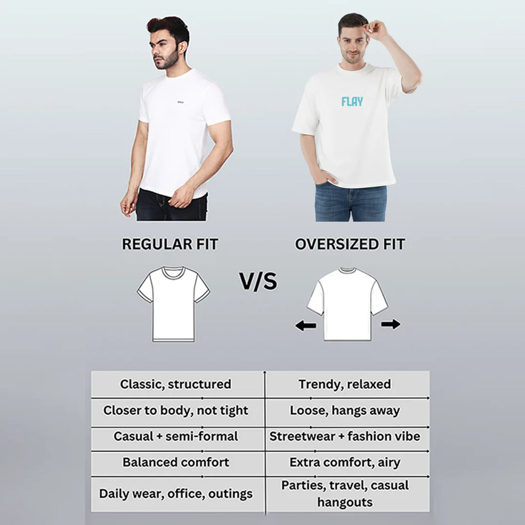 FLAY Men's Premium Oversized Graphic T-Shirt – 100% Rich Cotton, 220 GSM Heavyweight White Tee with Bird Back Print