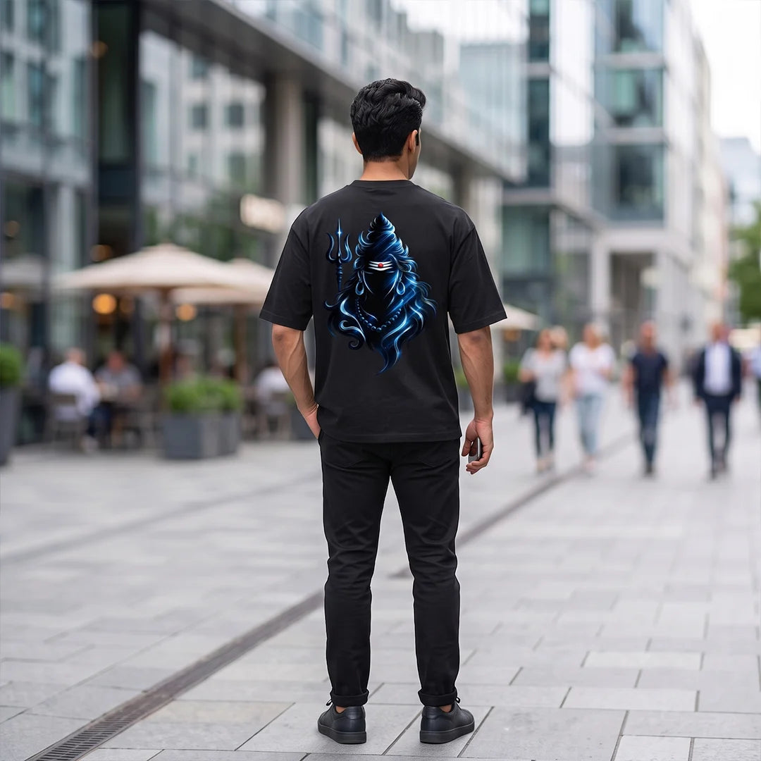 Premium Neelkanth Mahadev Oversized Pure Cotton T-Shirt | 240 GSM Heavyweight Spiritual Streetwear Graphic Tee
