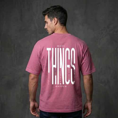"Dream Big" Motivational Graphic Oversized T-Shirt – Premium 240 GSM Onion Pink Heavy Cotton Tee