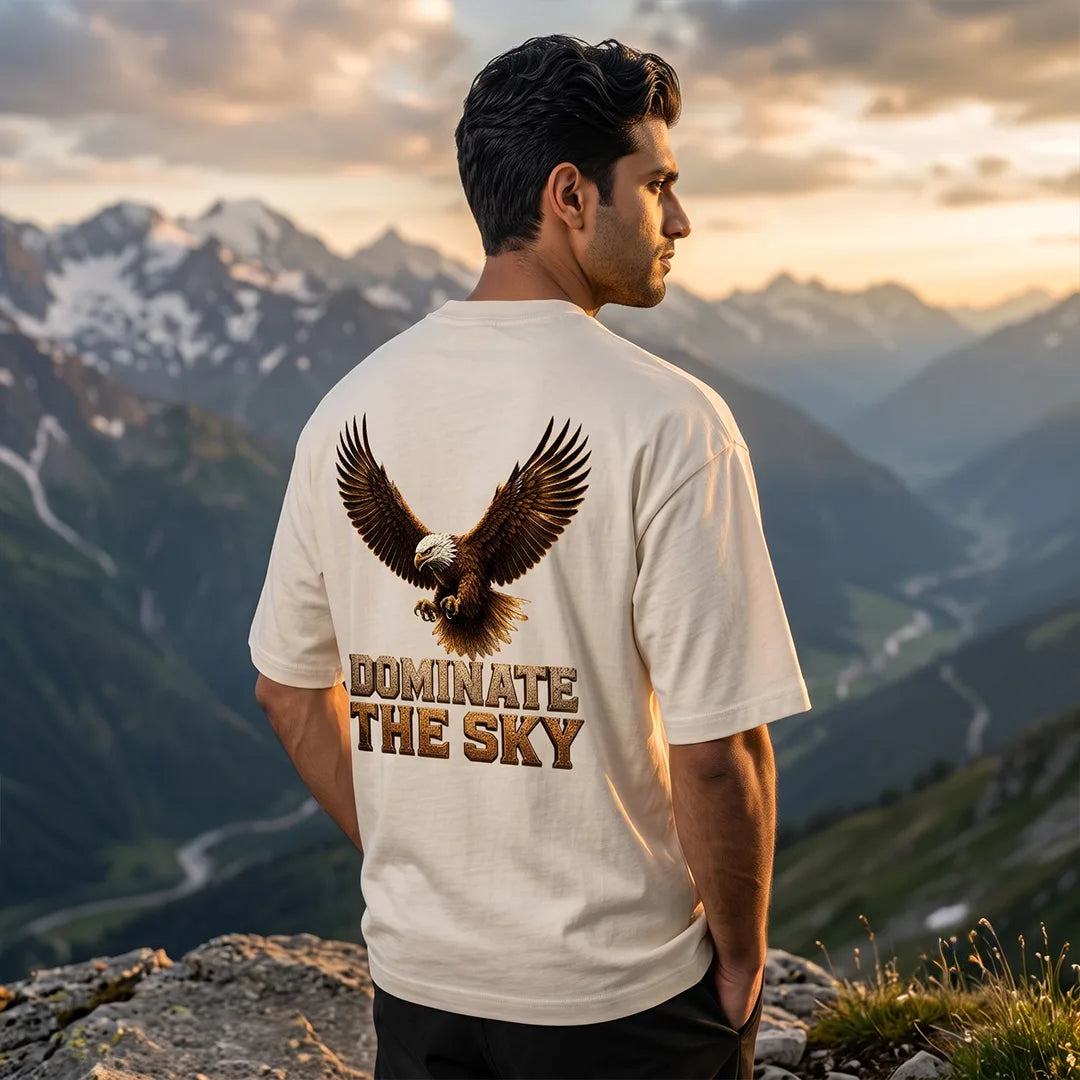 Men's India Air Force Eagle Graphic T-Shirt - 240 GSM Oversized