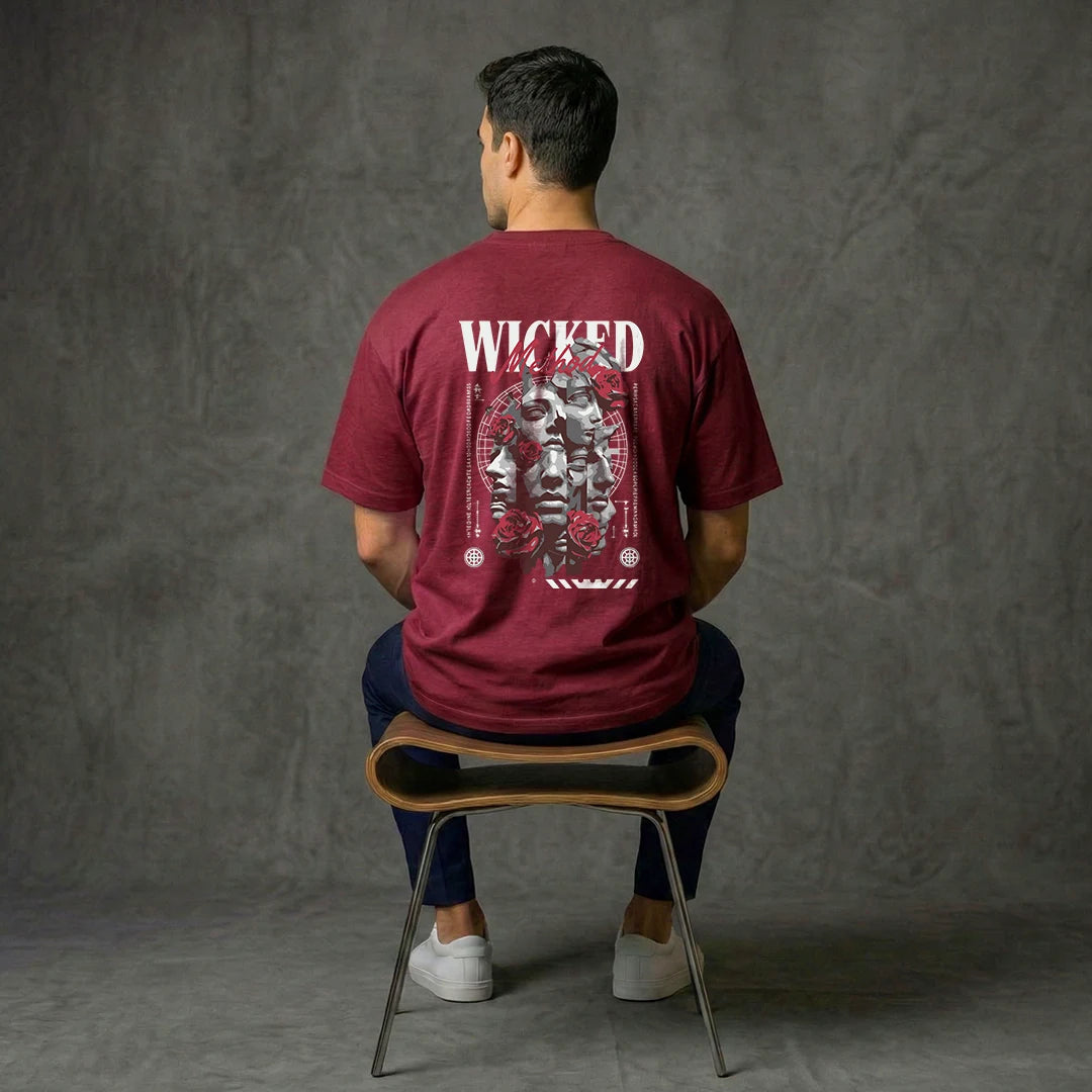 "Wicked Method" Graphic Oversized T-Shirt – Wine