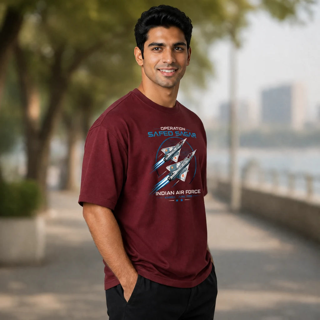 Indian Air Force Operation Safed Sagar Oversized T-Shirt - 240 GSM
