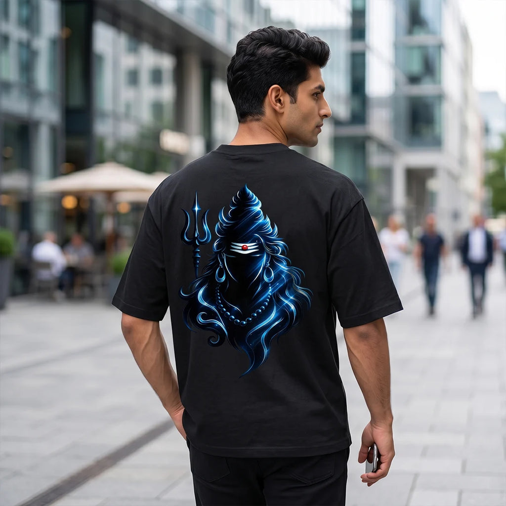 Premium Neelkanth Mahadev Oversized Pure Cotton T-Shirt | 240 GSM Heavyweight Spiritual Streetwear Graphic Tee