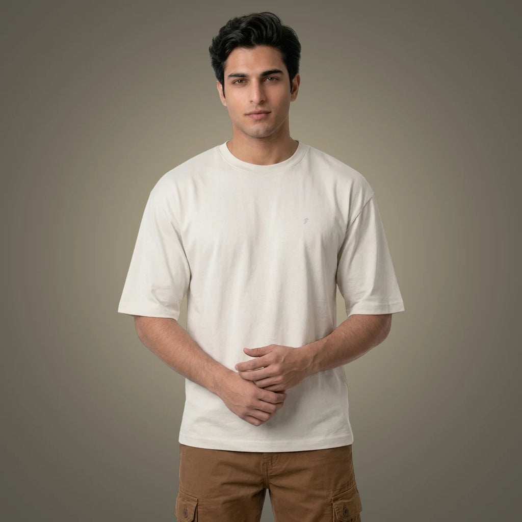 Premium 240 GSM Heavyweight Oversized T-Shirt – 100% Pure Cotton Minimalist Chest Logo Tee