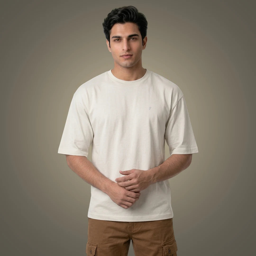 Premium 240 GSM Heavyweight Oversized T-Shirt – 100% Pure Cotton Minimalist Chest Logo Tee