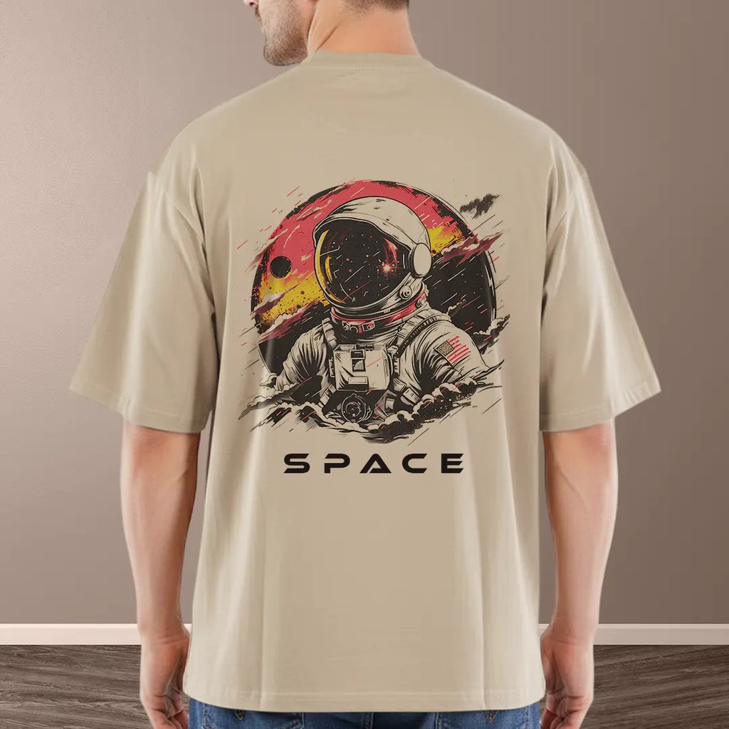 Men's Astronaut Back Print Oversized Tee