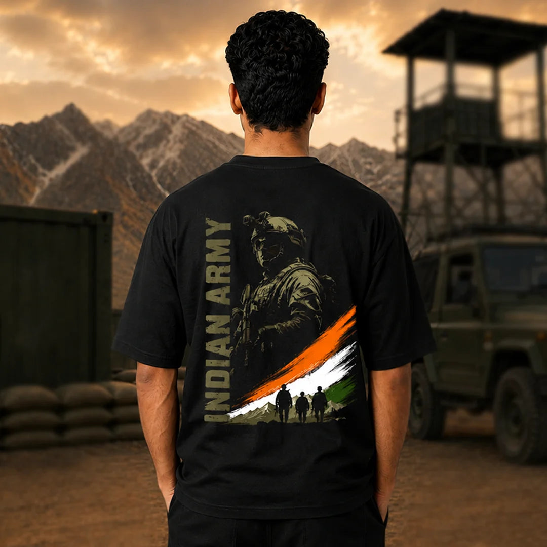 The Veteran's Choice: Indian Army Oversized T-Shirt - 240 GSM Pure Cotton