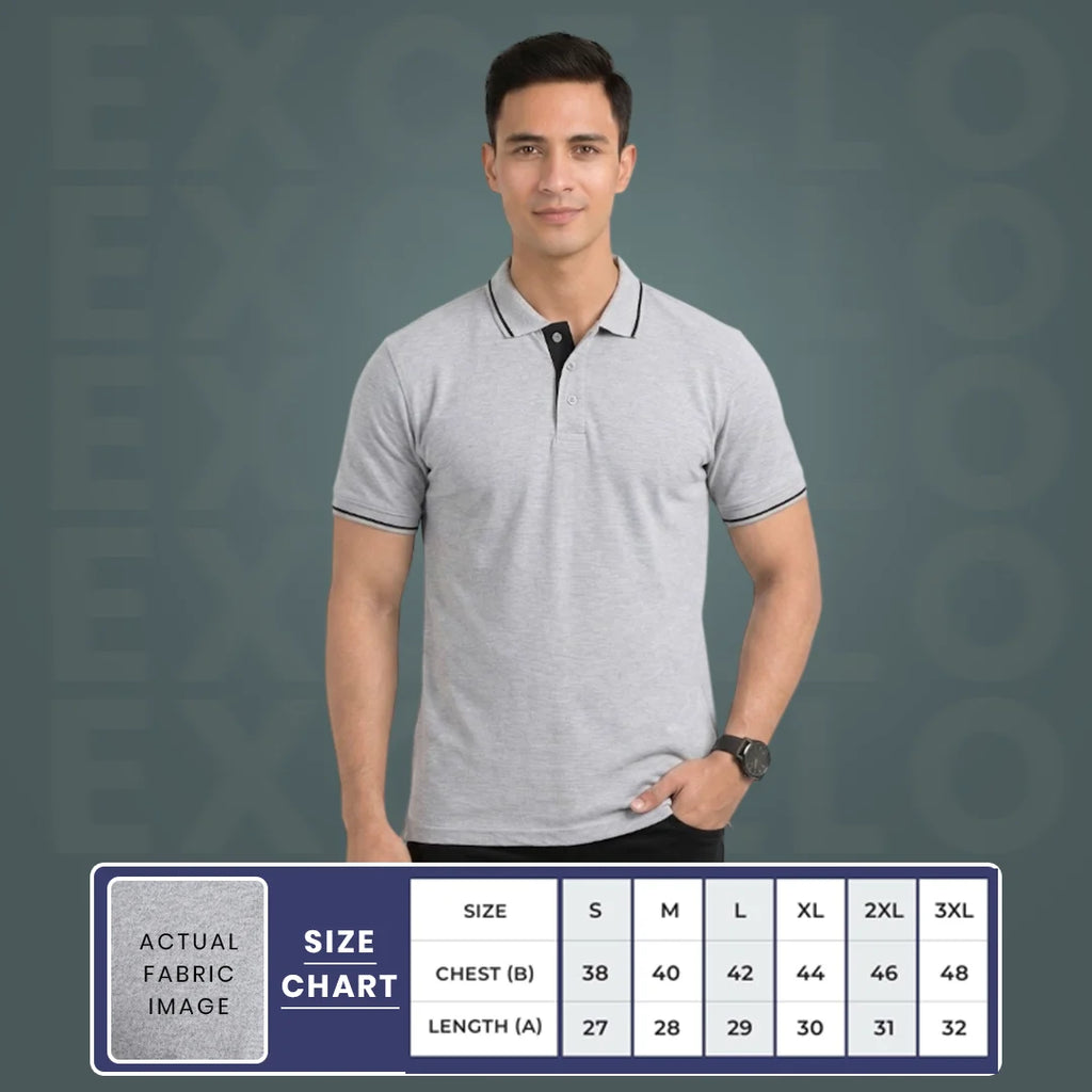 Men’s Premium Polo T-Shirt with Contrast Tipping | 270 GSM | Regular Fit Cotton Pique | Smart Casual & Office Wear