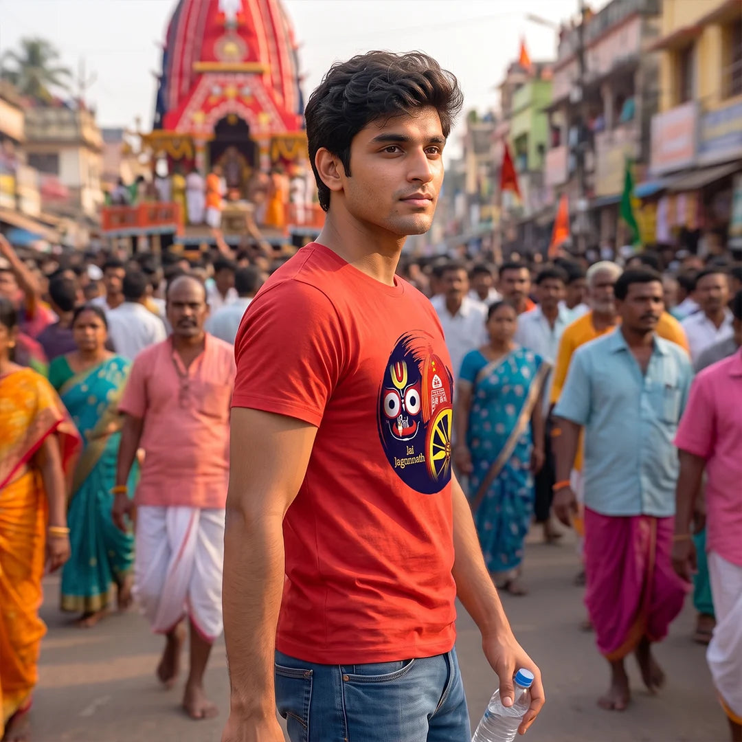 Lord Jagannath Devotional Festival Graphic T-Shirt – 180 GSM Heavyweight Half Sleeve Tee