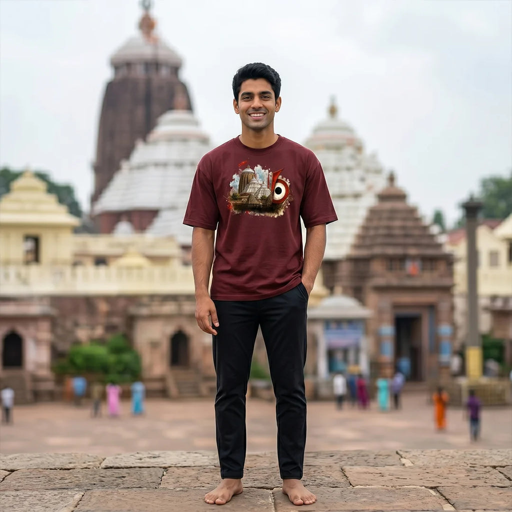 Premium Puri Jagannath Temple Graphic Oversized T-Shirt - 240 GSM Pure Cotton