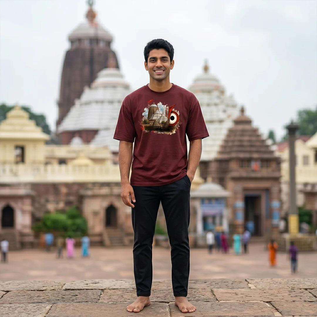 Premium Puri Jagannath Temple Graphic Oversized T-Shirt - 240 GSM Pure Cotton