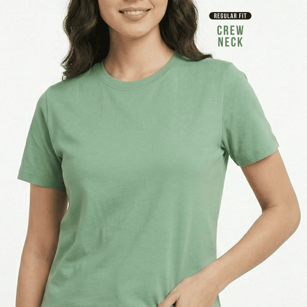 Premium 100% Organic Cotton Women’s Regular Fit Crew Neck T-Shirt – 180 GSM Bio-Washed Comfort Tee