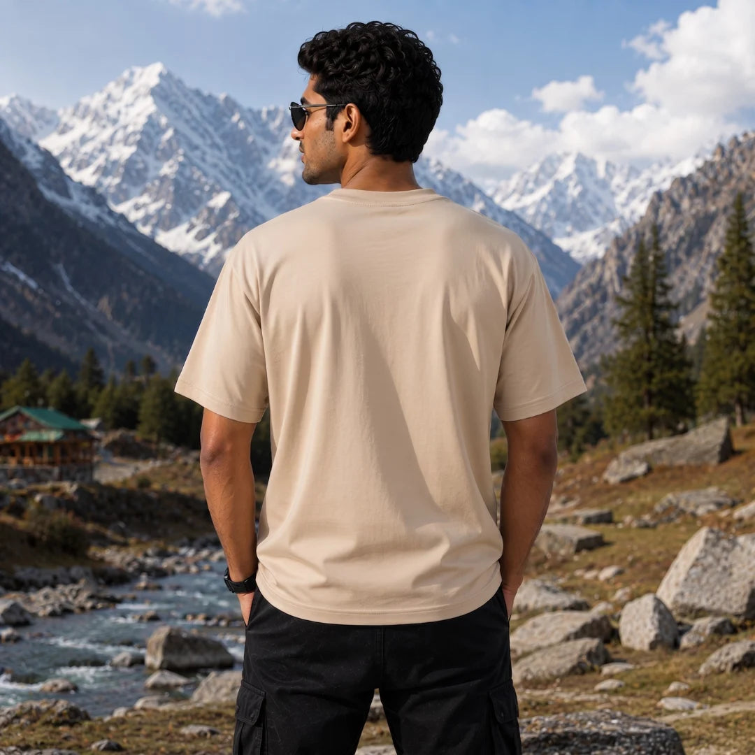 Men's Oversized Graphic T-Shirt - Kargil Indian Air Force Tribute, 240 GSM Pure Cotton, Bio-Washed